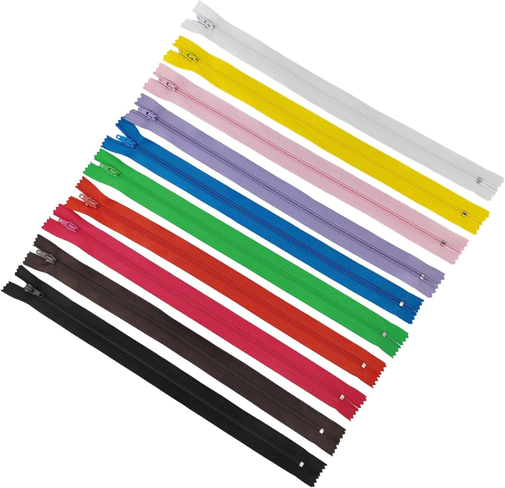 30 Pcs 14 Inch Nylon Zippers, 10 Assorted Colors Invisible Zippers