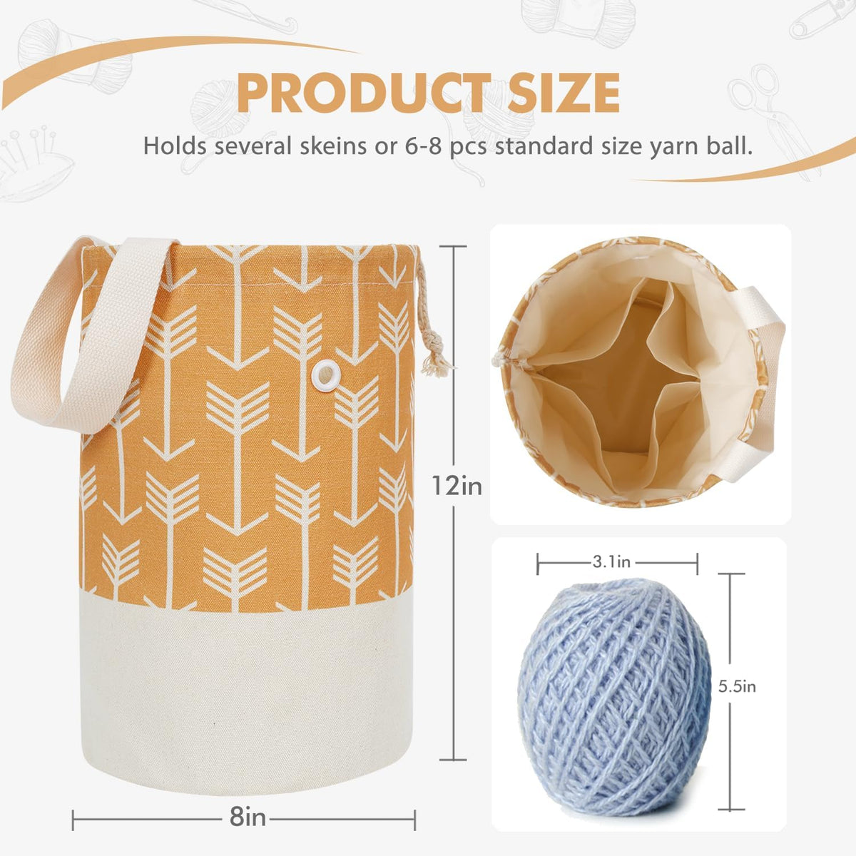 TOGETRUE Knitting/Crochet Storage Bag - Organizer for Travel & Yarn