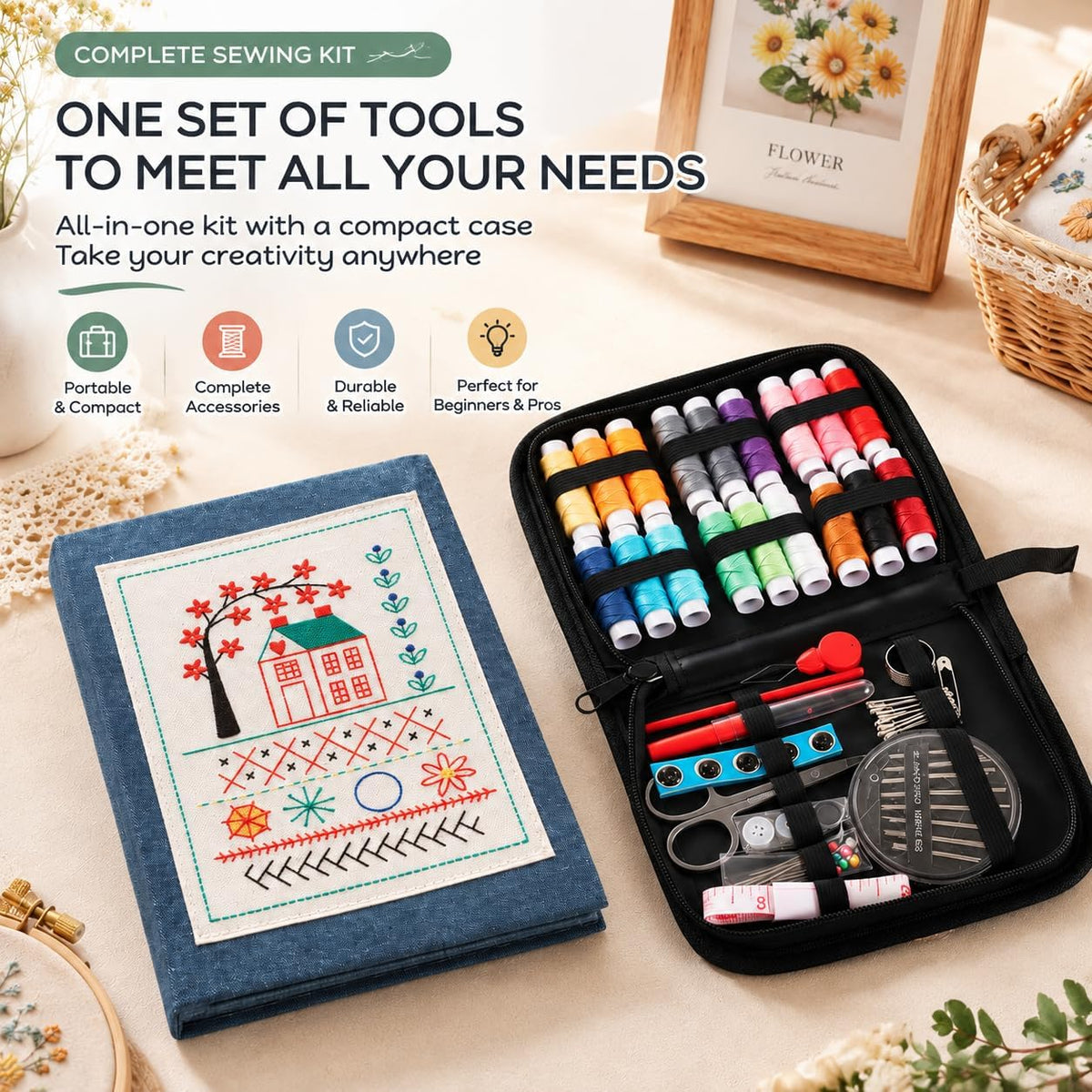 Embroidery Stitch Book Kit for Adults & DIY Craft Enthusiasts