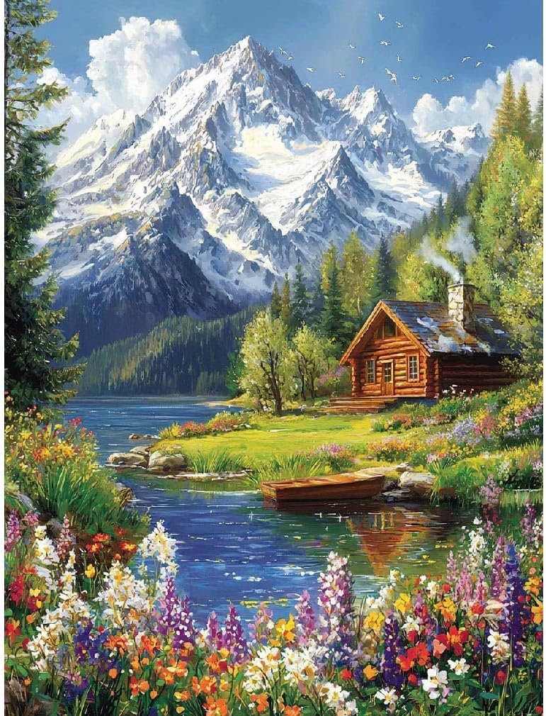 Eiazuiks Stamping Cross Stitch Kit, Snow Mountain Counting Cross