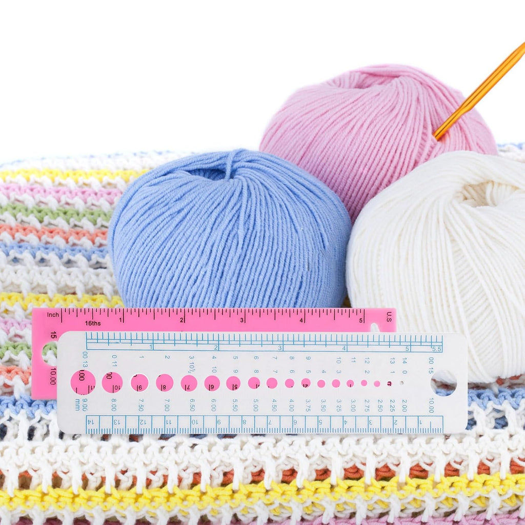 4pcs Crochet Ruler Knitting Needle Gauge Measuring Tool Sewing Supply