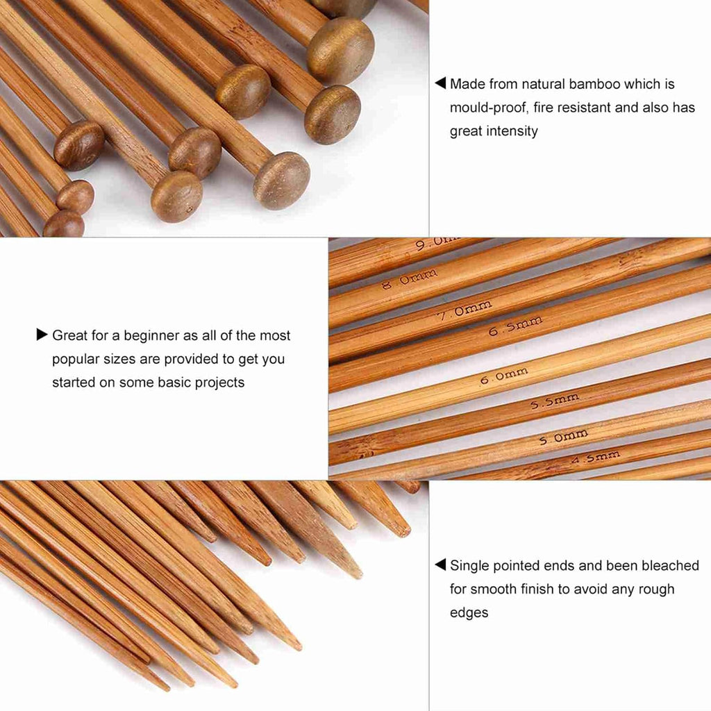Luocute Knitting Needles Set 18 Sizes Single Pointed