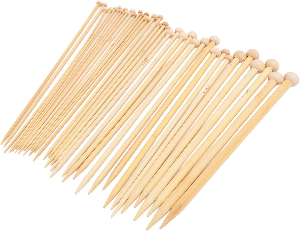 OVAQUIXI Bamboo Knitting Needles Set, 36pcs Carbonized Single Point