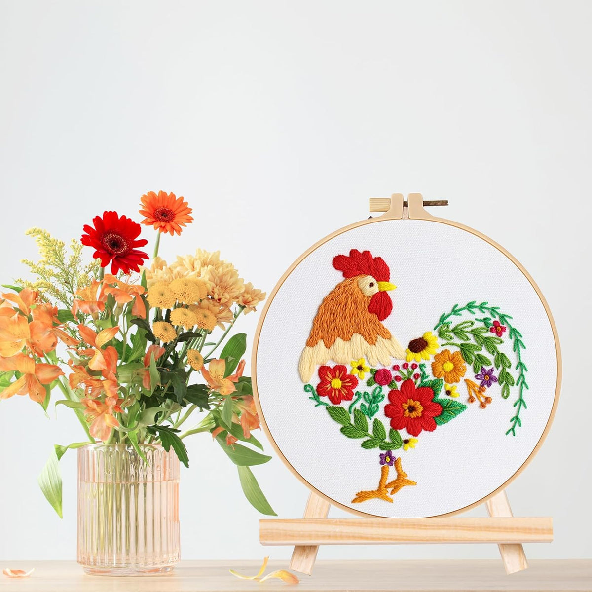 Louise Maelys Embroidery Kit for Beginners with Funny Rooster and