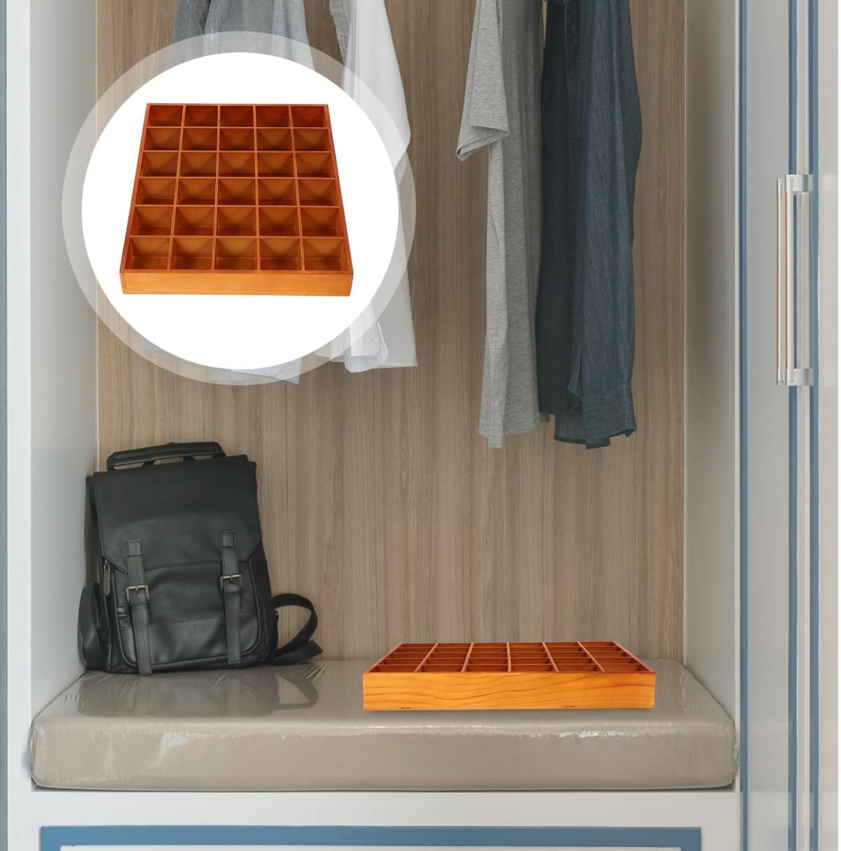 Compartment Wooden Storage Tray Organizer for Jewelry Earrings and Tea