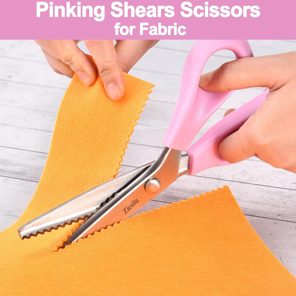 Zicolu Sewing Pinking Shears for Fabric Cutting, 9" Zig Zag Scissors