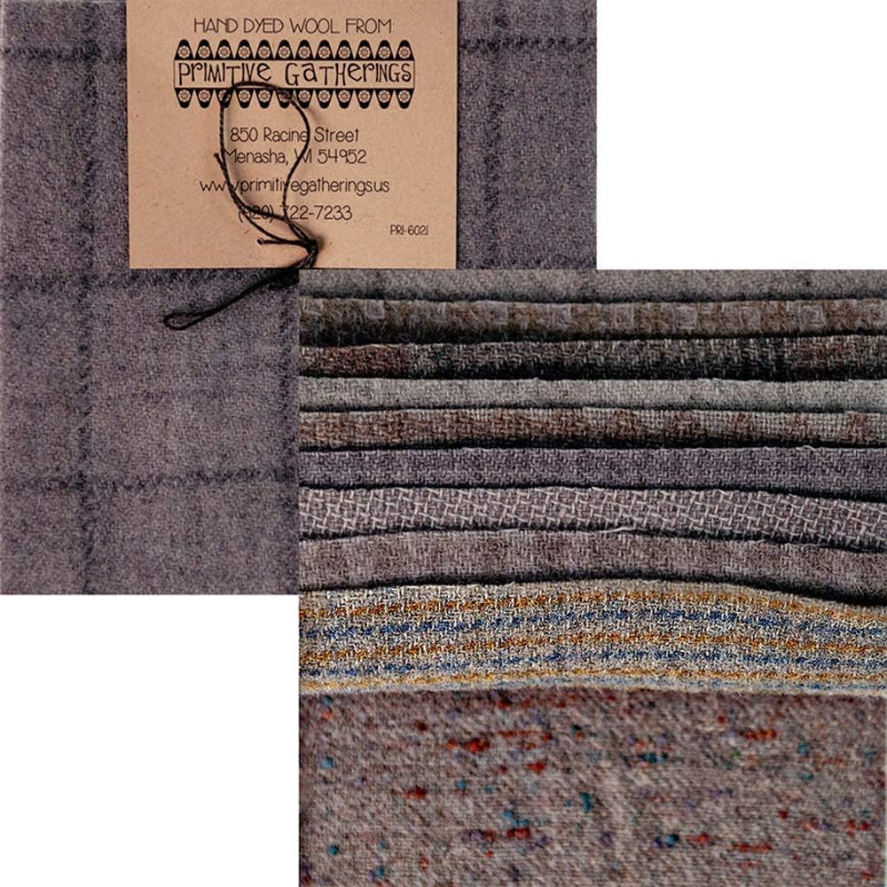 Primitive Gatherings Hand Dyed Wool Cement Charm Pack 10 5-inch