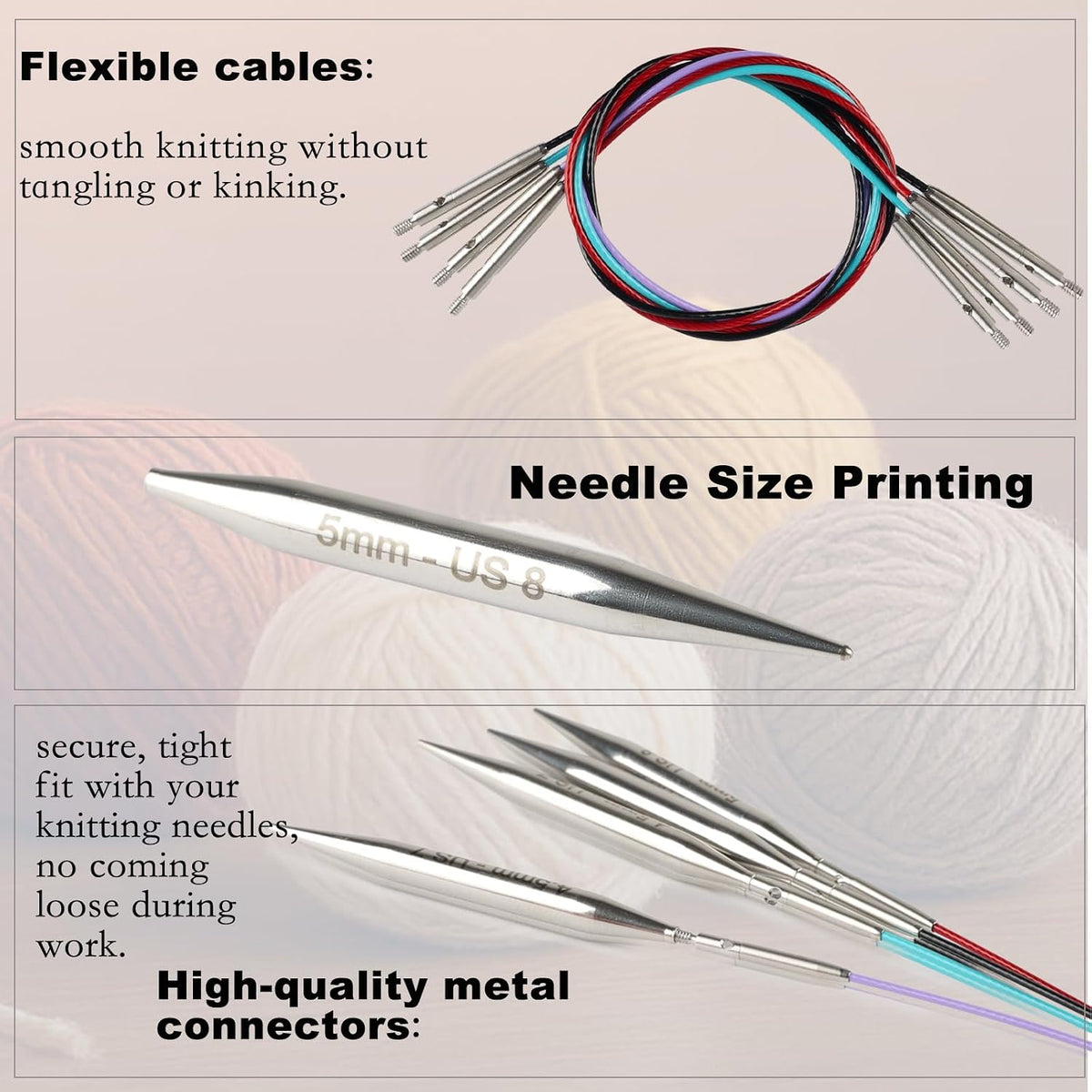 Svartur 2 inch Shorties Interchangeable Circular Knitting Needles Size