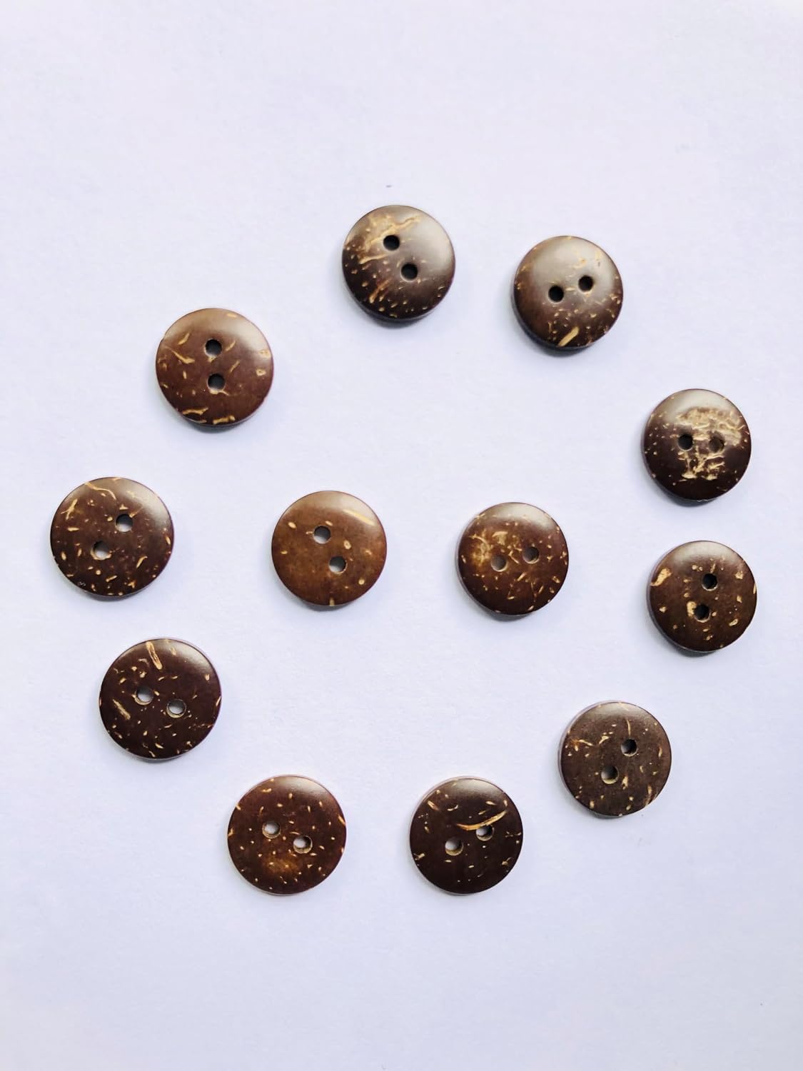 Natural Coconut Buttons, 2-Hole Round Brown Sewing Buttons for
