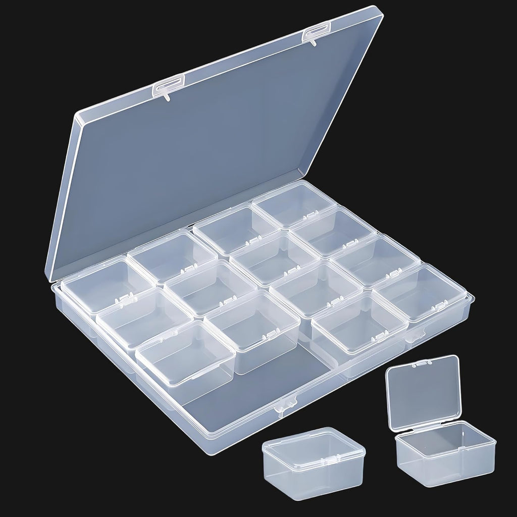 Large Bead Storage Box - 16 Grids Clear Organizer, 1 Pack,Portable for
