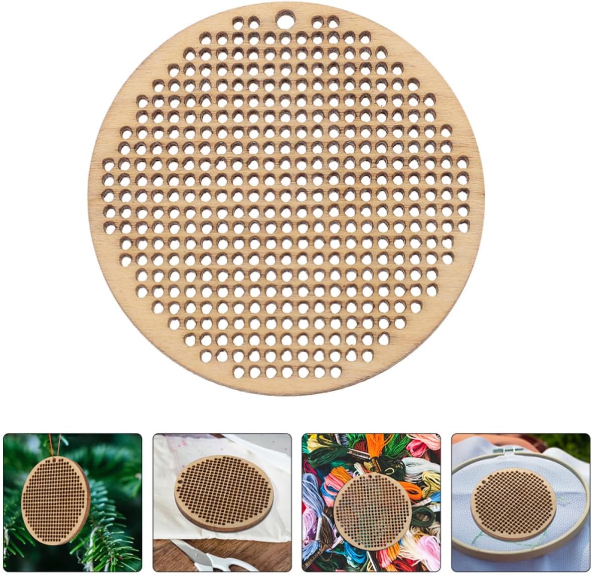 8pcs Round Wooden Cross Stitch Frames for DIY Embroidery Ornaments