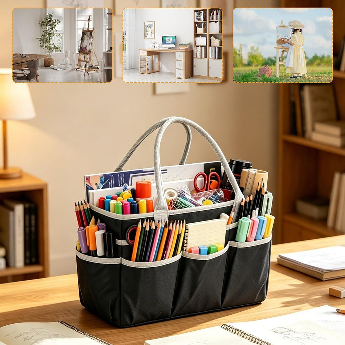 Craft Organizer Tote Bag for Art, Sewing and Office Storage