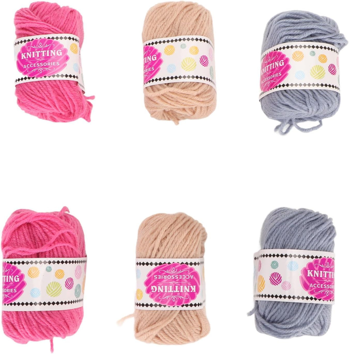 6Pcs Crochet Knitting Yarn, Soft Bright Multi Purpose Yarn for