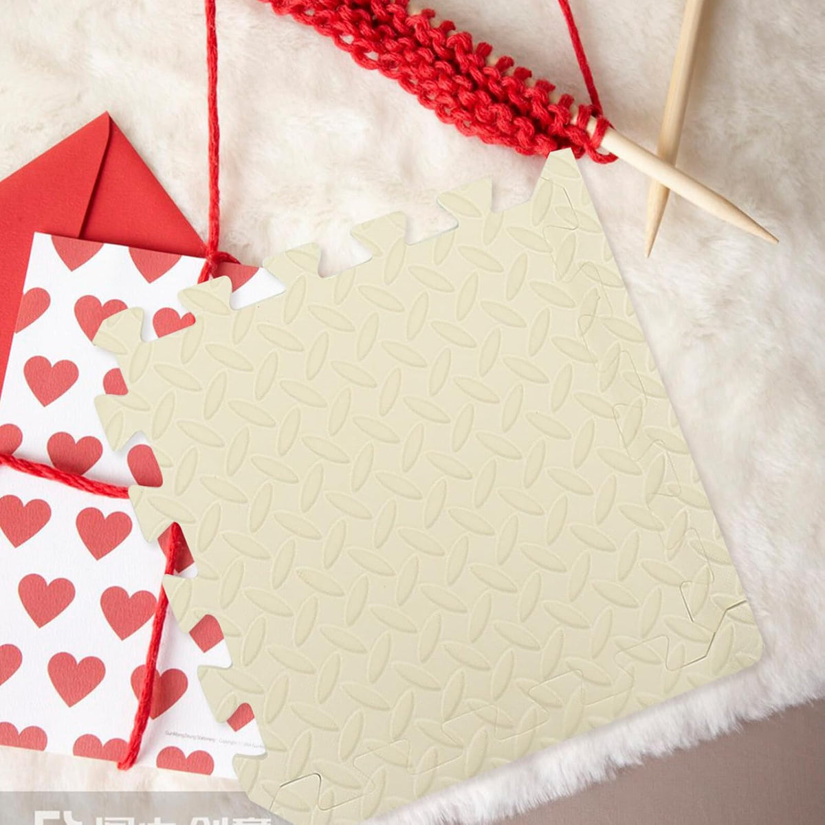 Portable Foam Knitting Blocking Mats Set, 9 Pieces Beige