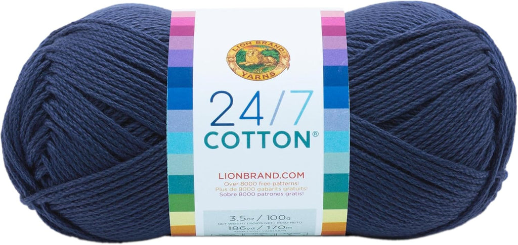 Lion Brand Yarn (1 Skein) 24/7 Cotton® Yarn, Navy
