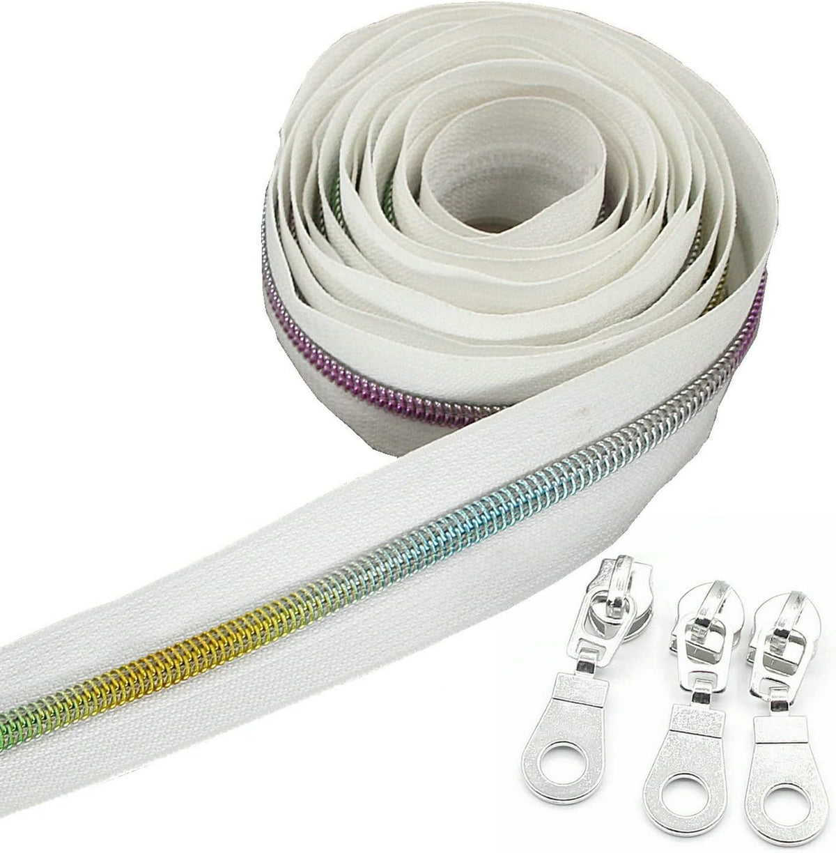 #5 Metallic Nylon Coil Zippers by The Yard Colorful Teeth Zipper Bulk