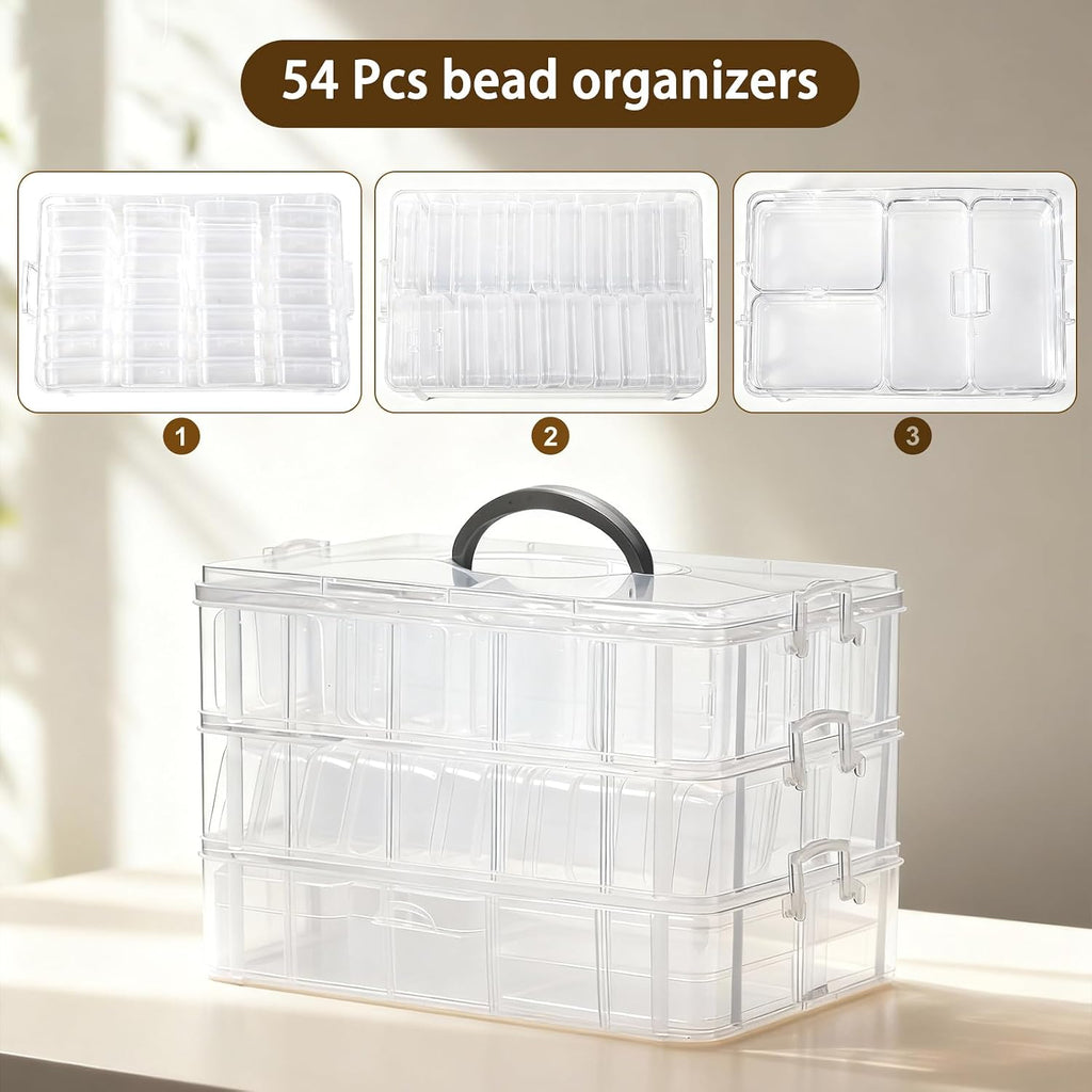 Bead Containers Storage Box for Art Craft Storage,3-Tier Stackable