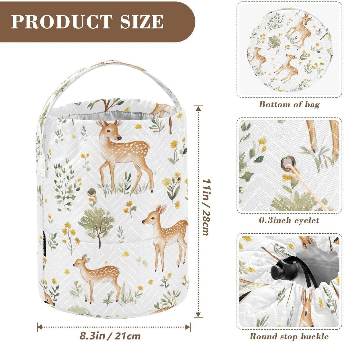 YETTASBIN Deer Yarn Storage Bag, Large Crochet Knitting Bag Organizer