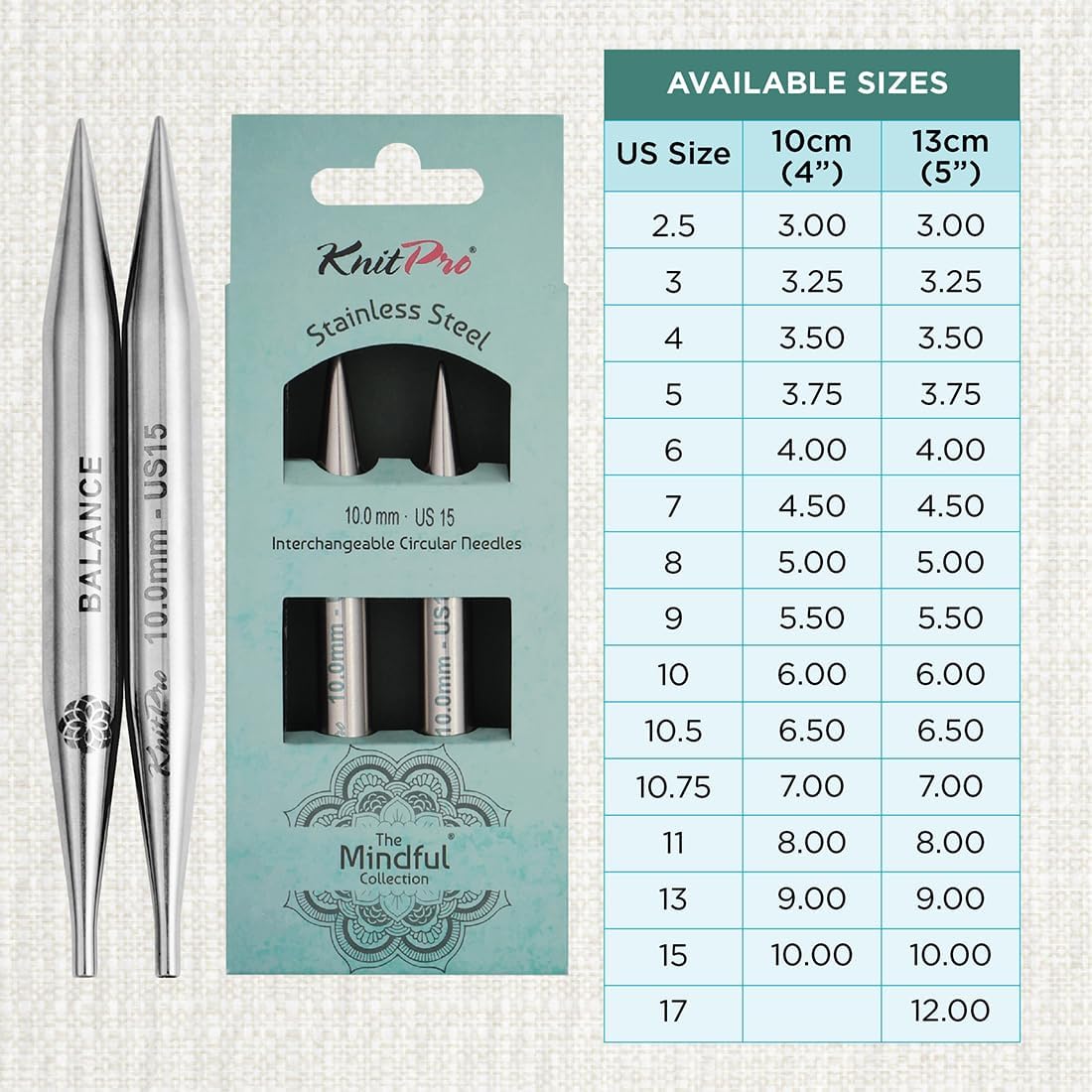 KnitPro The Mindful Collection Interchangeable Circular Needles 5"