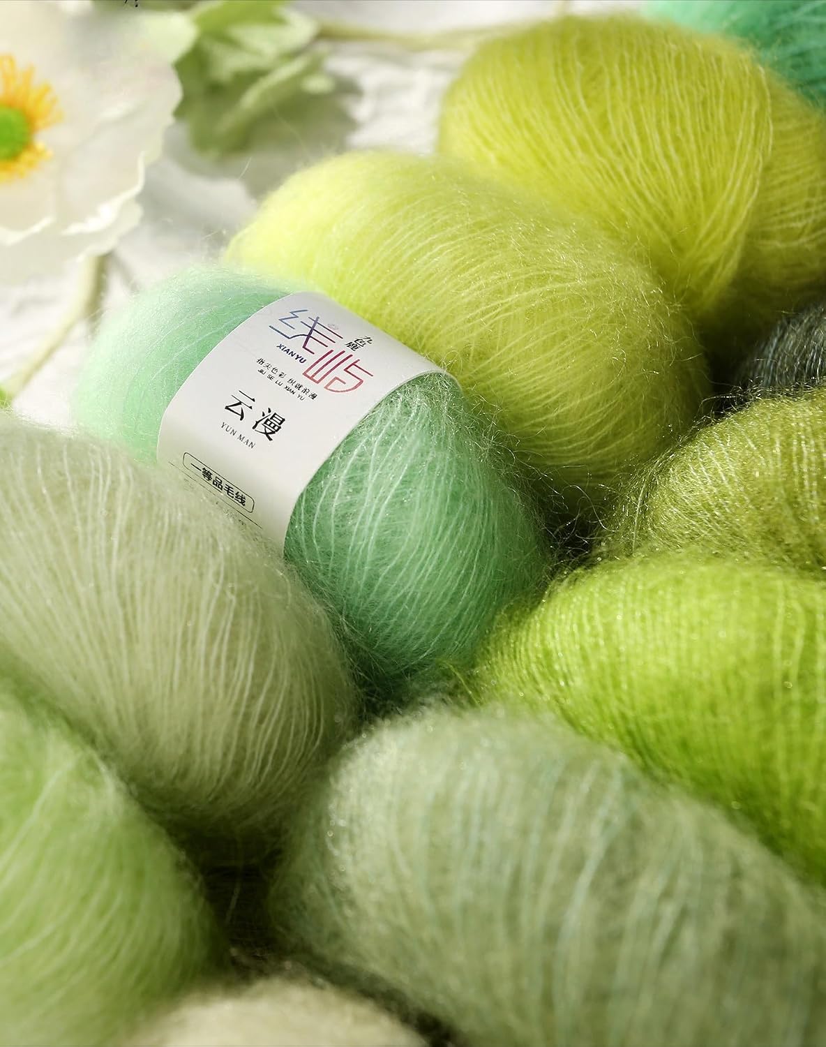 3Pack of 0.17oz/71yd Kid Mohair Lace Weight Yarn, Rosymormor Mini