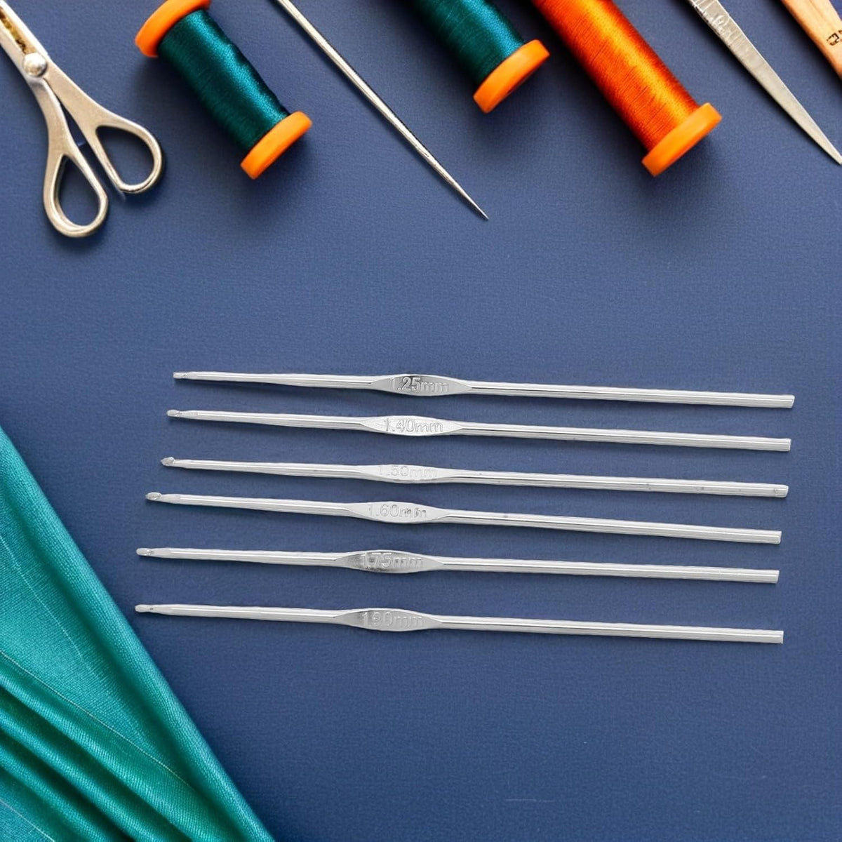 12 Piece Stainless Steel Crochet Hook Kit for Fine Thread