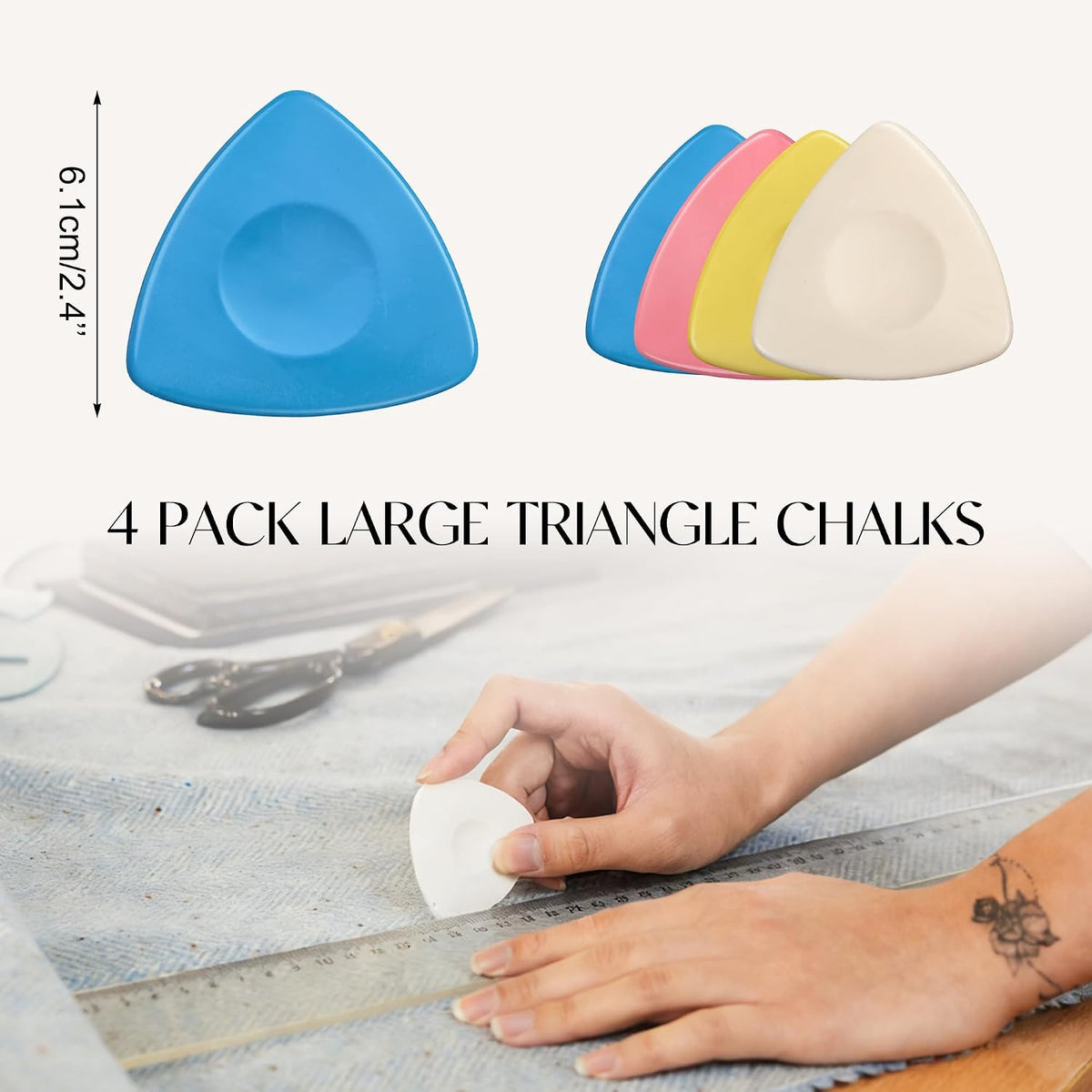 BlingKingdom 4 PCS Tailor Chalks, Triangle Sewing Fabric Chalk