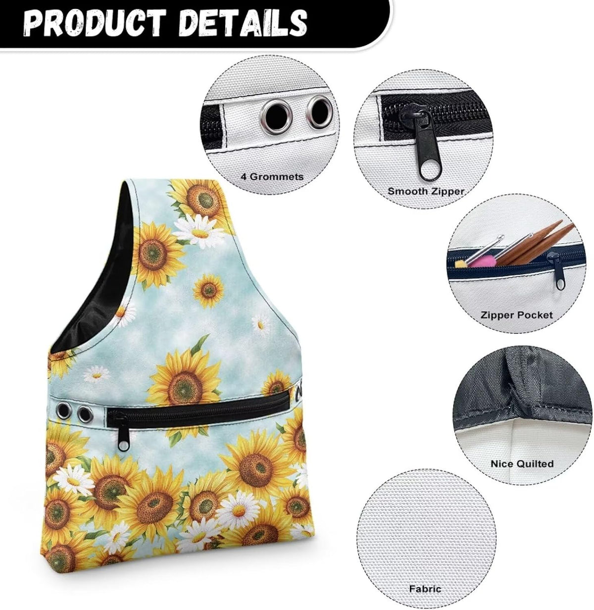 ZCFYGDX Embroidery Tools Sewing Organizer - Fresh Daisy Sunflower