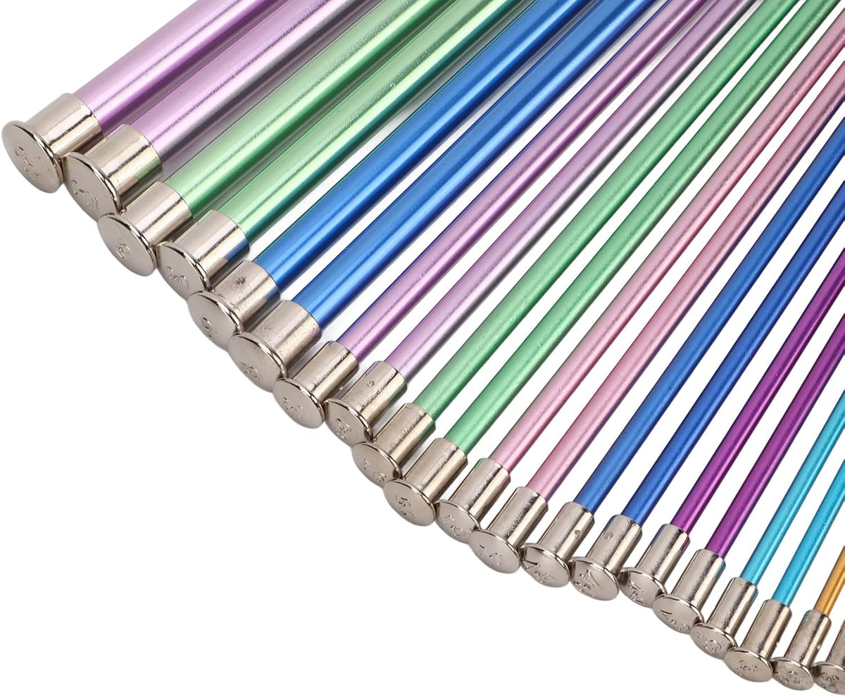 Knitting Needle, 20Pcs Single Pointed Knitting Needles Aluminum DIY