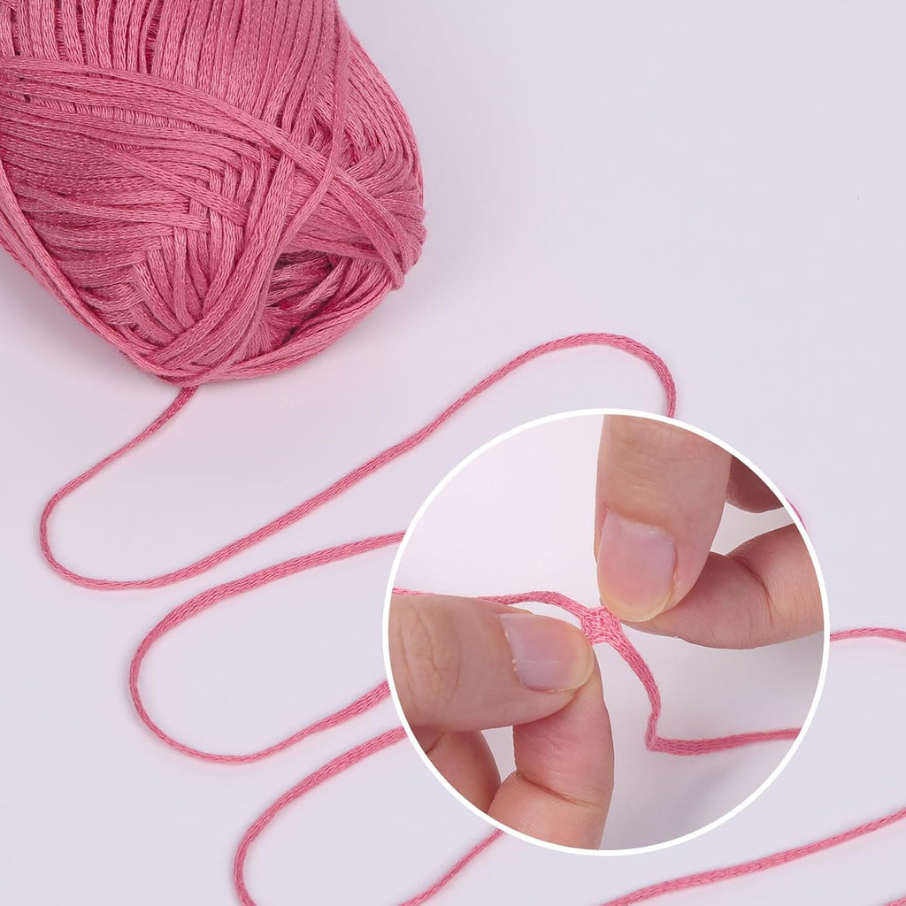 NICEEC 4 Skeins Soft Tube Yarn 100% Acrylic - Dark Pink