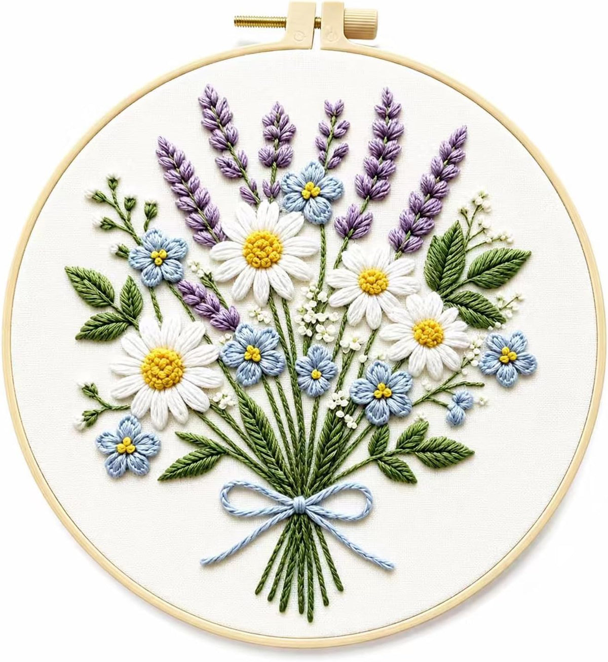 Daisy Lavender Embroidery Kit for Beginners, DIY Floral Craft Set