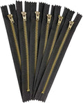 AMORNPHAN 6 pcs 7 Inch Metal Zippers Closed End #5 Black Tape Antique