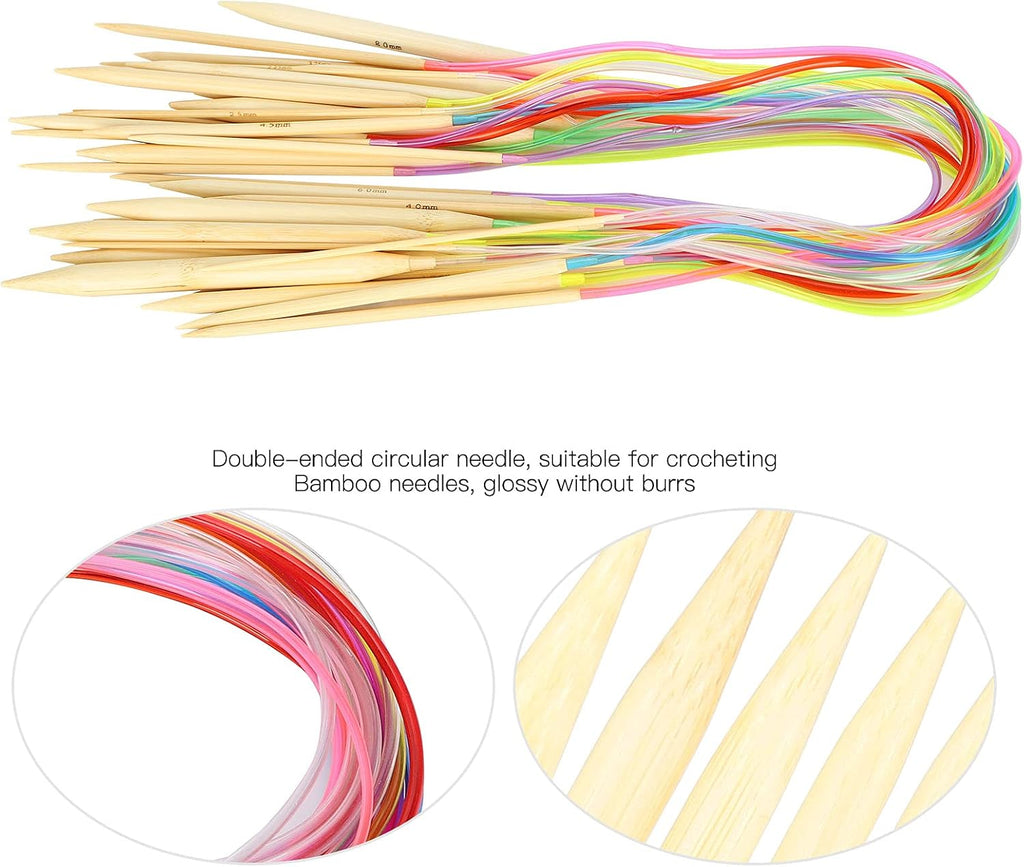 Fabater 18 Pcs Circular Knitting Needles, Bamboo Double Pointed