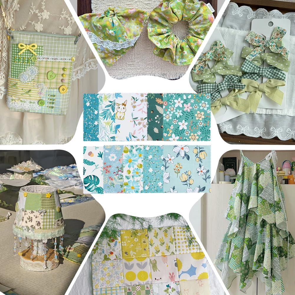 PH PandaHall 42pcs Floral Cotton Fabric Squares, 21 Styles 5x5 inch