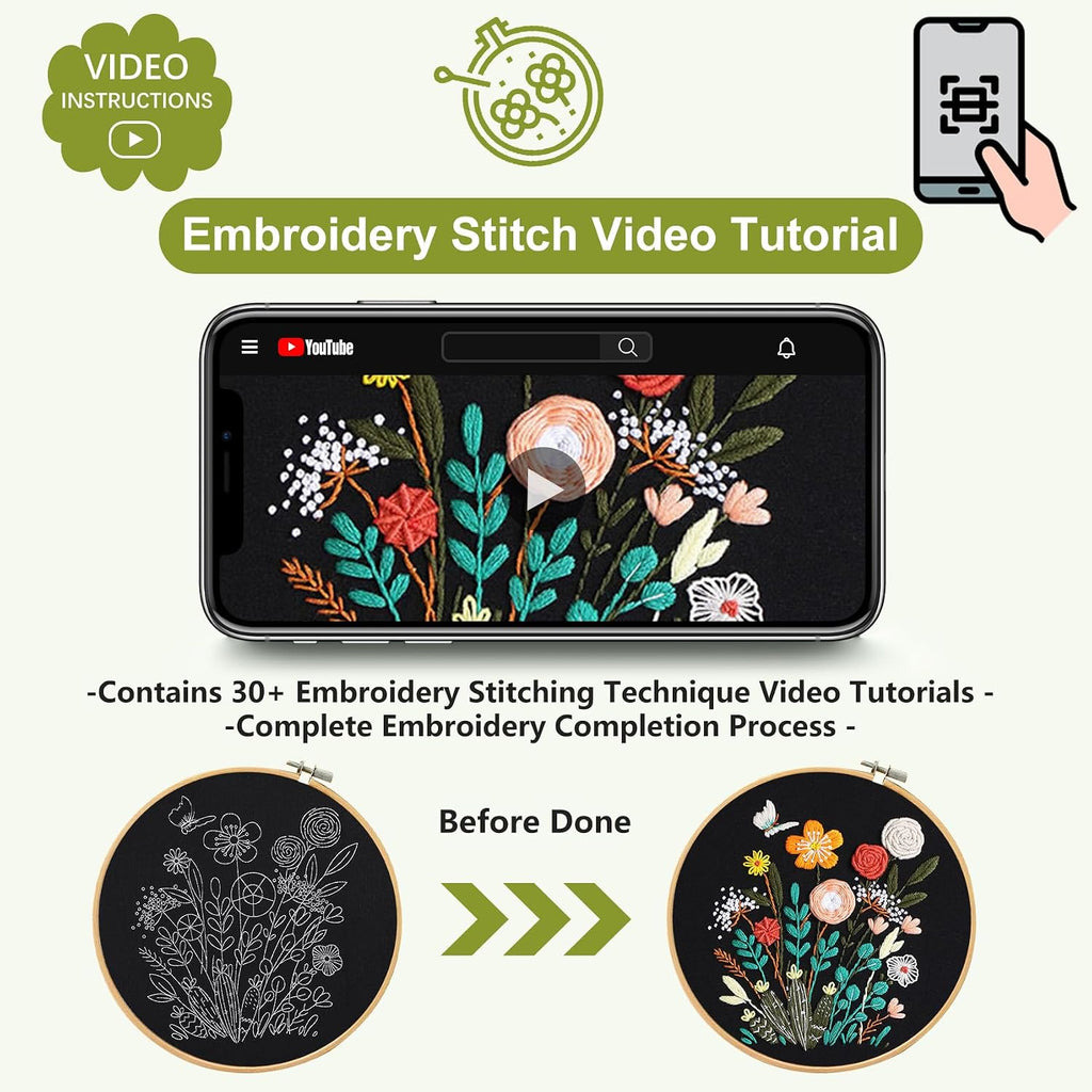 Santune 3 Pack Beginner Embroidery Kits for Adults DIY Starter Kit