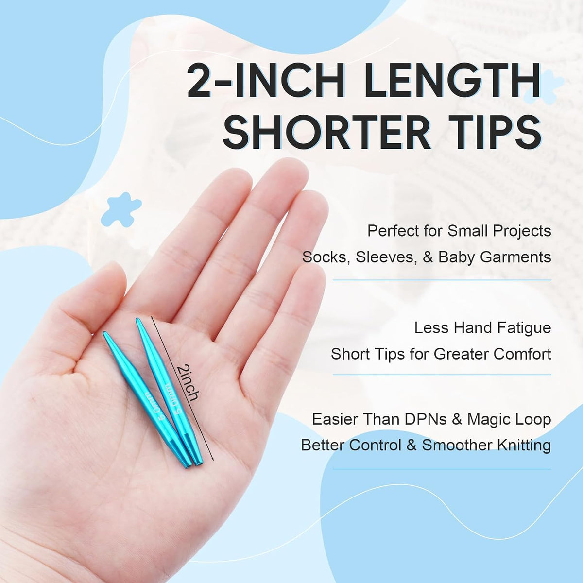 Hobekoee 2-Inch Short Interchangeable Circular Knitting Needles Set