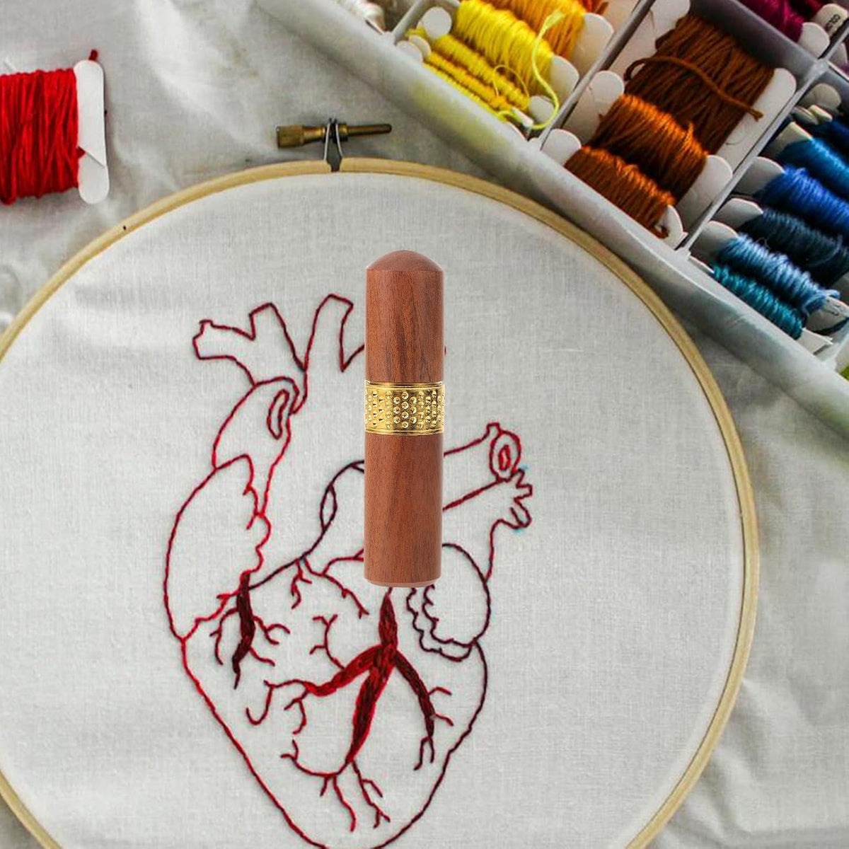 Wooden Sewing Needle Case for Knitting Lovers Xmas Portable Tube