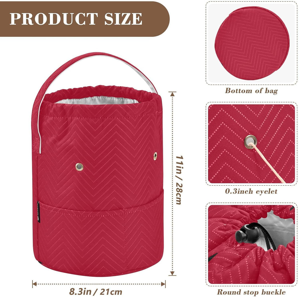 YETTASBIN Red Solid Color Yarn Storage Bag, Large Crochet Knitting Bag