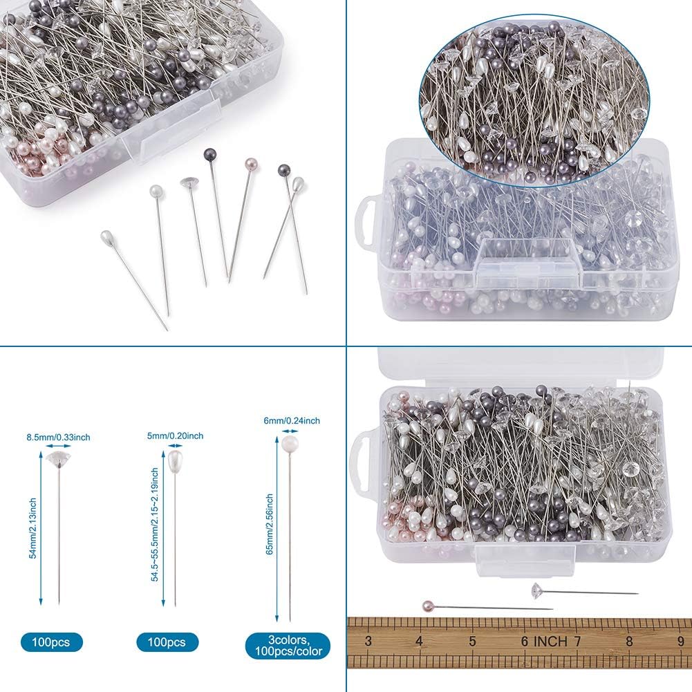 500pcs Sewing Pins 0.6mm Straight Quilting Pins in Pearlized Ball Head