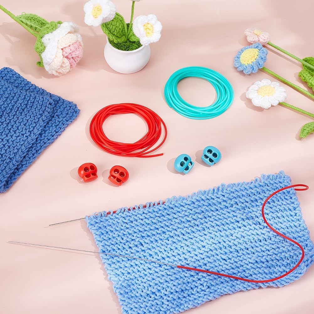 NBEADS 6.56 Yards Stitch Keeping Cords, 2mm Hollow Rubber Tubing