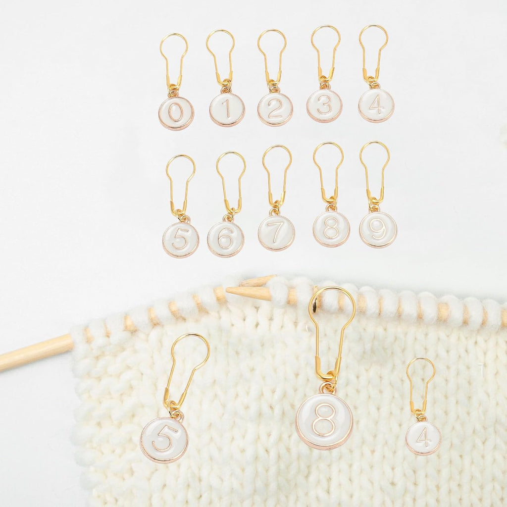 10 Pcs Number 0~9 Stitch Markers, Alloy Enamel Crochet Stitch Marker