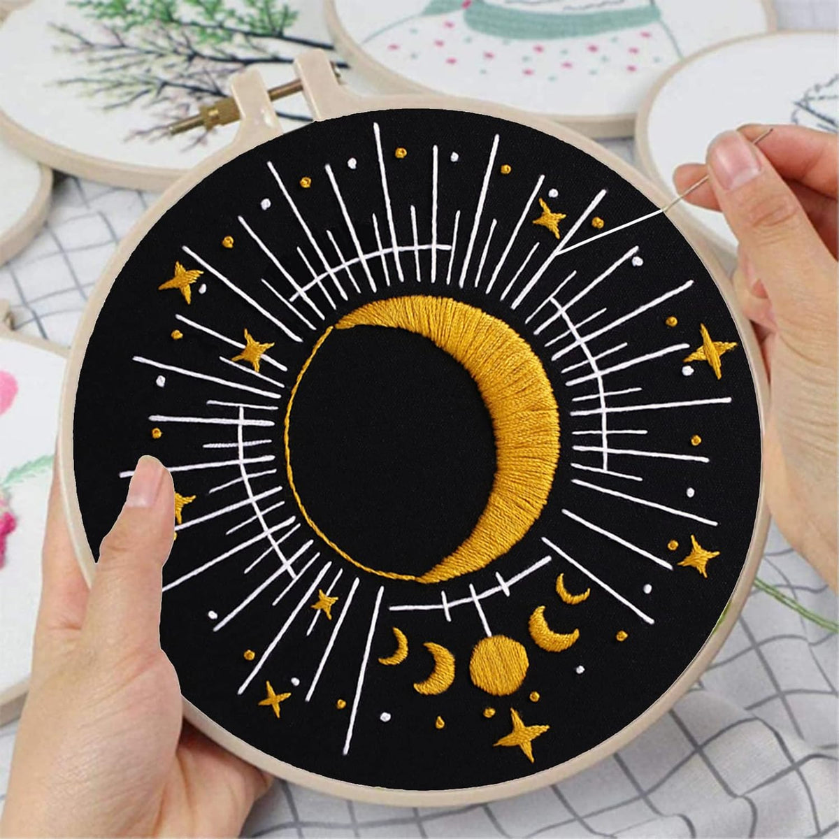 Louise Maelys Tarot Moon Embroidery Kit for Beginners Starry DIY Set