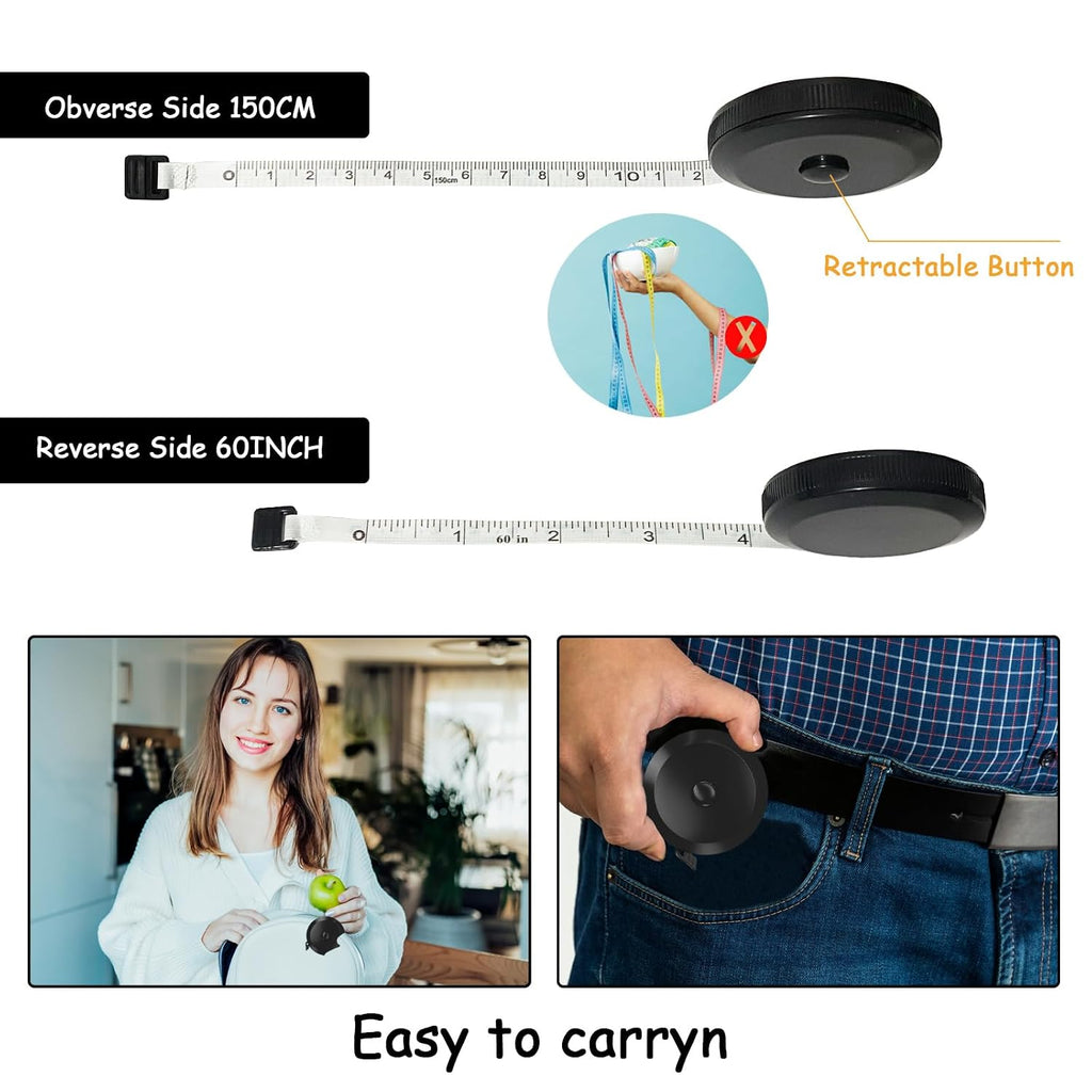 30 Pack Retractable Tape Measure Body Measuring Tape for Sewing