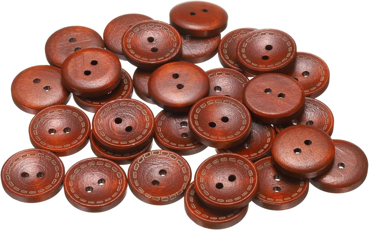 HARFINGTON 30pcs 32L Wooden Sewing Button 4/5"(20mm) 2 Holes Wood