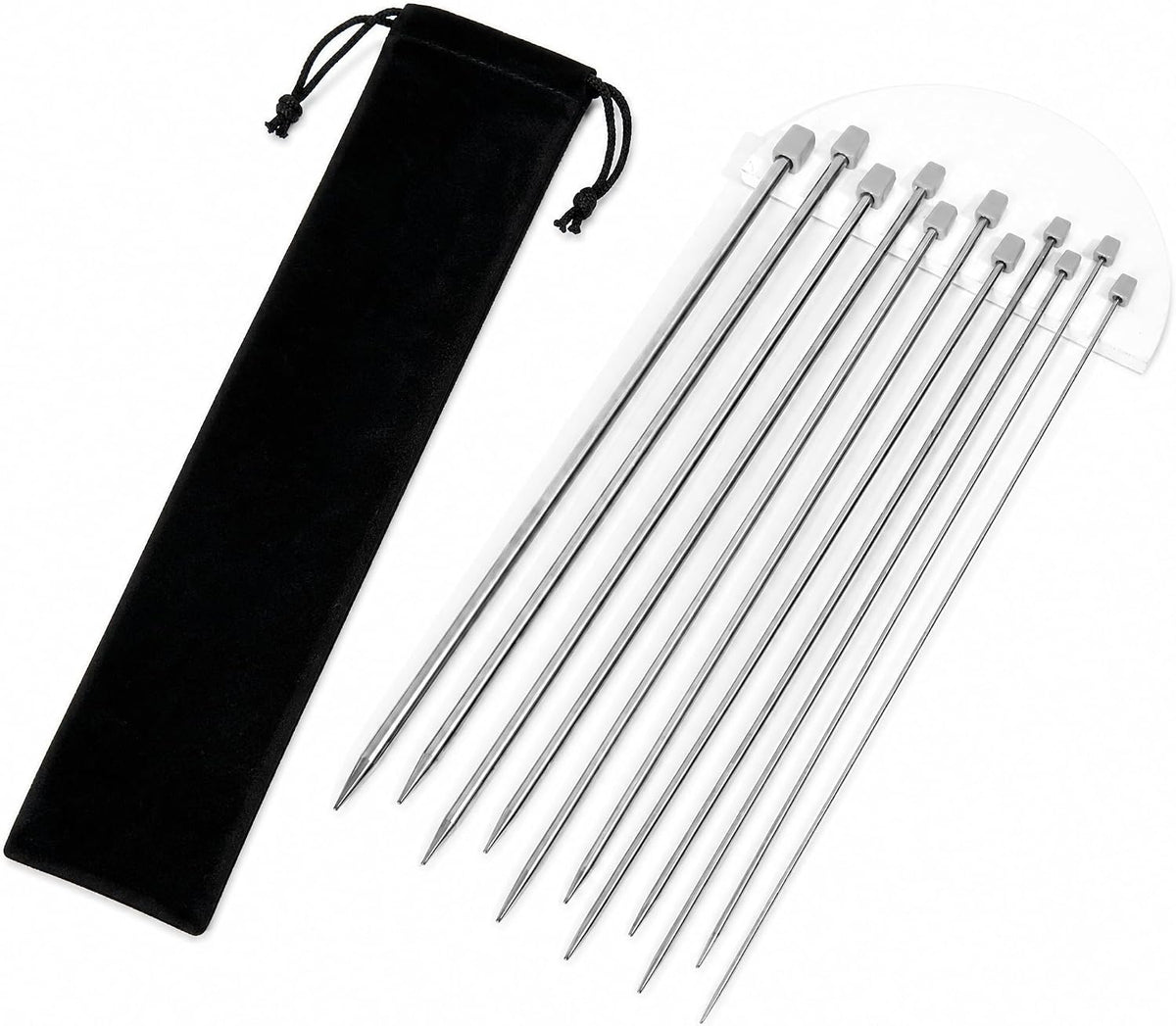 Straight Knitting, Metal, Set, 11 Pairs Velvet Bag Set