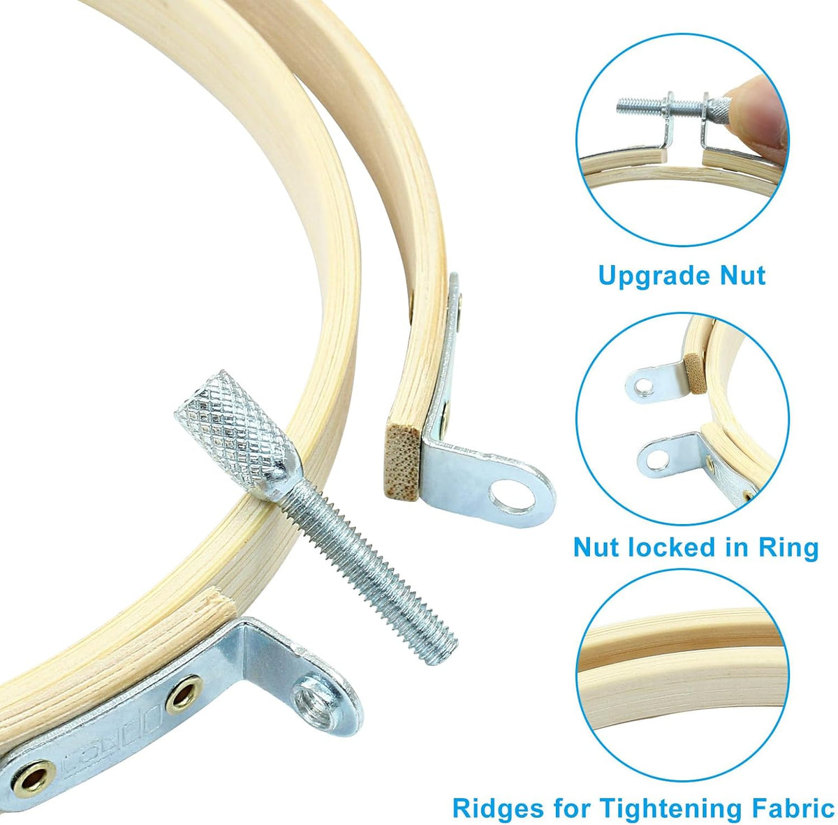 Dijedev 3PCS Embroidery Hoops 7/8/10 Inch Bamboo Circle Cross Stitch
