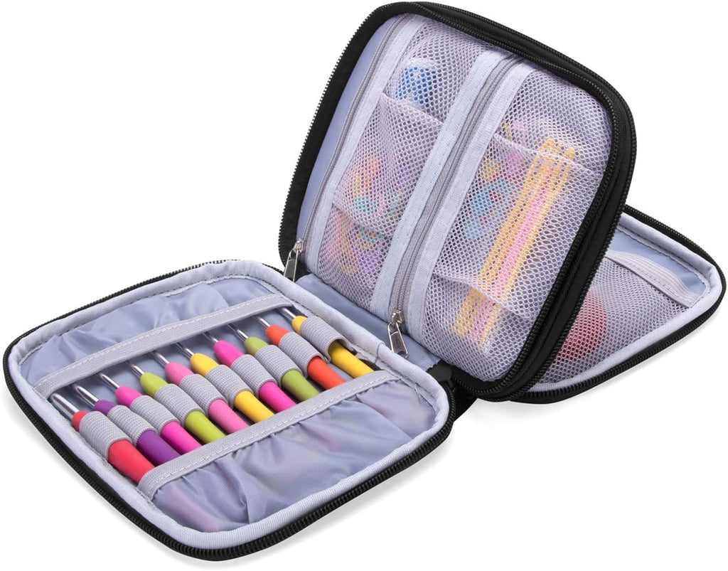 Damero Crochet Hook Case Organizer Empty, Medium, Gray Dots