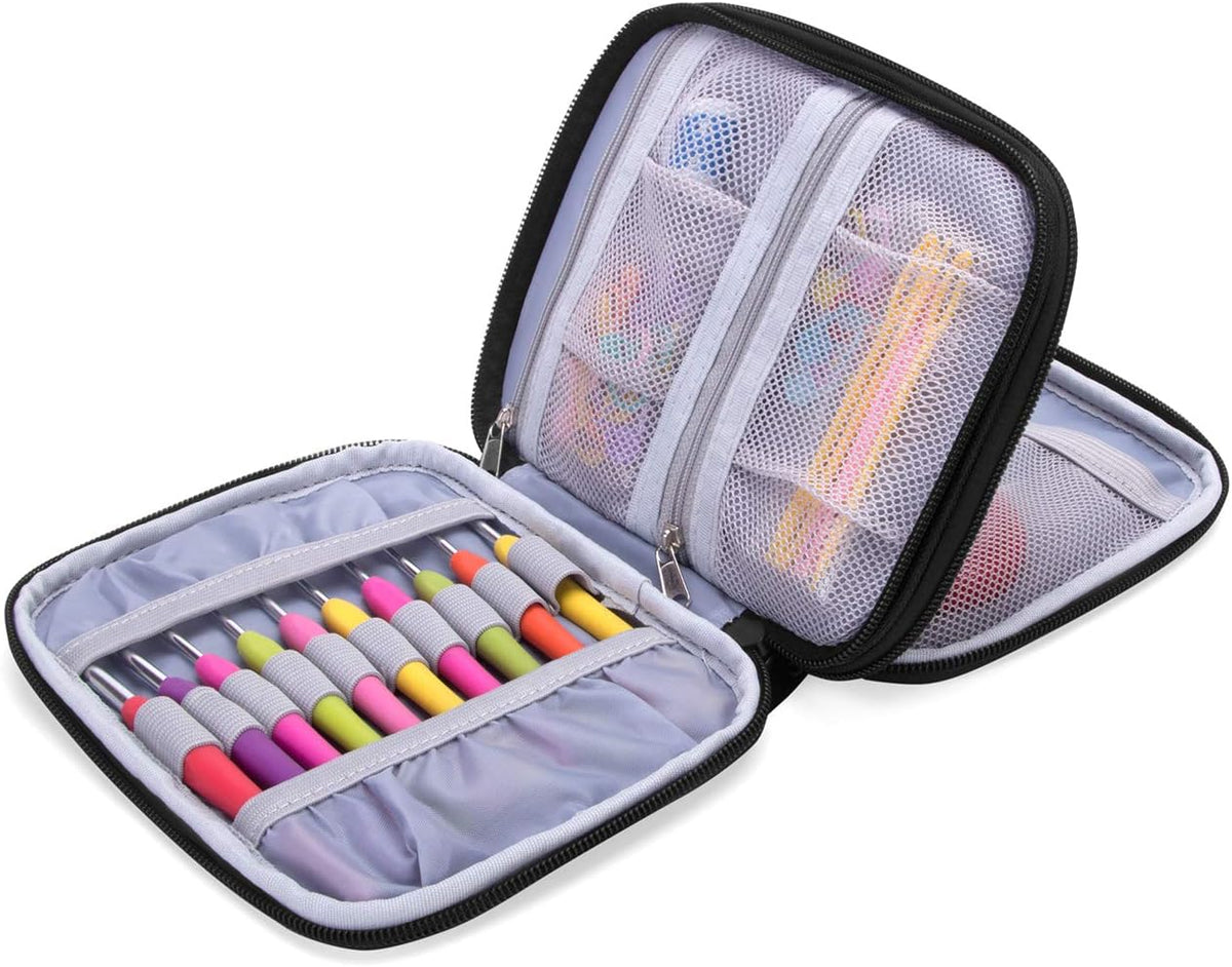 Damero Crochet Hook Case Organizer Empty, Medium, Gray Dots