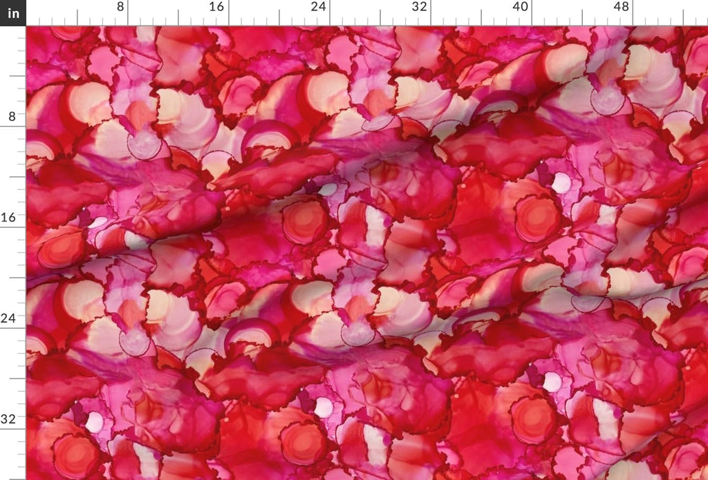 Spoonflower Fabric Pink Red Purple Swirl on Essex Linen