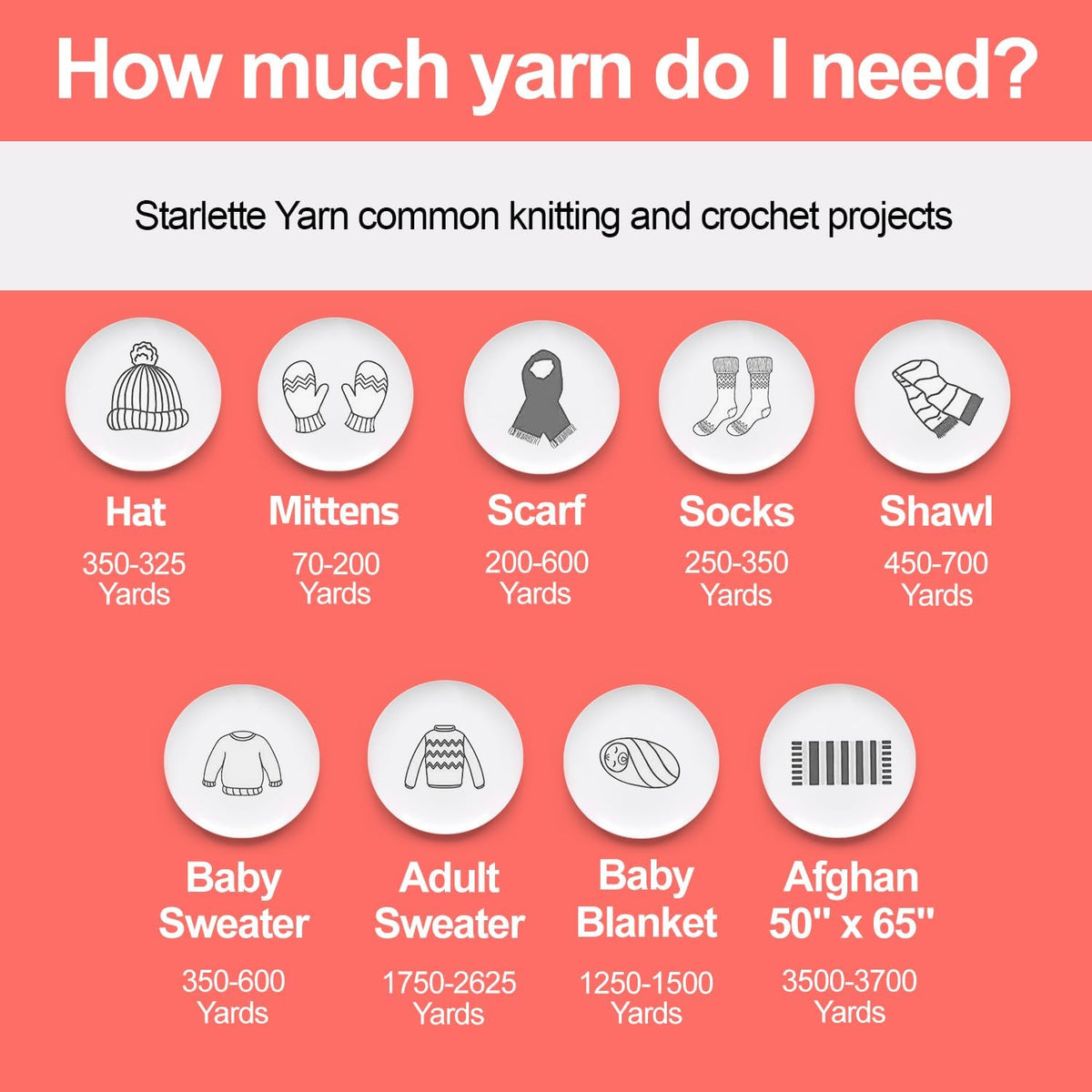 Mary Maxim Starlette Yarn, Soft Acrylic Yarn, 3.5 OZ, 180 Yards, Coral