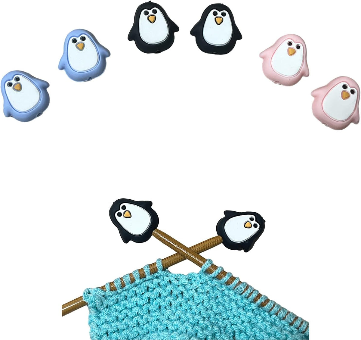 SPANSEE 6 PCS Penguin Knitting Needle Point Protectors, Knitting